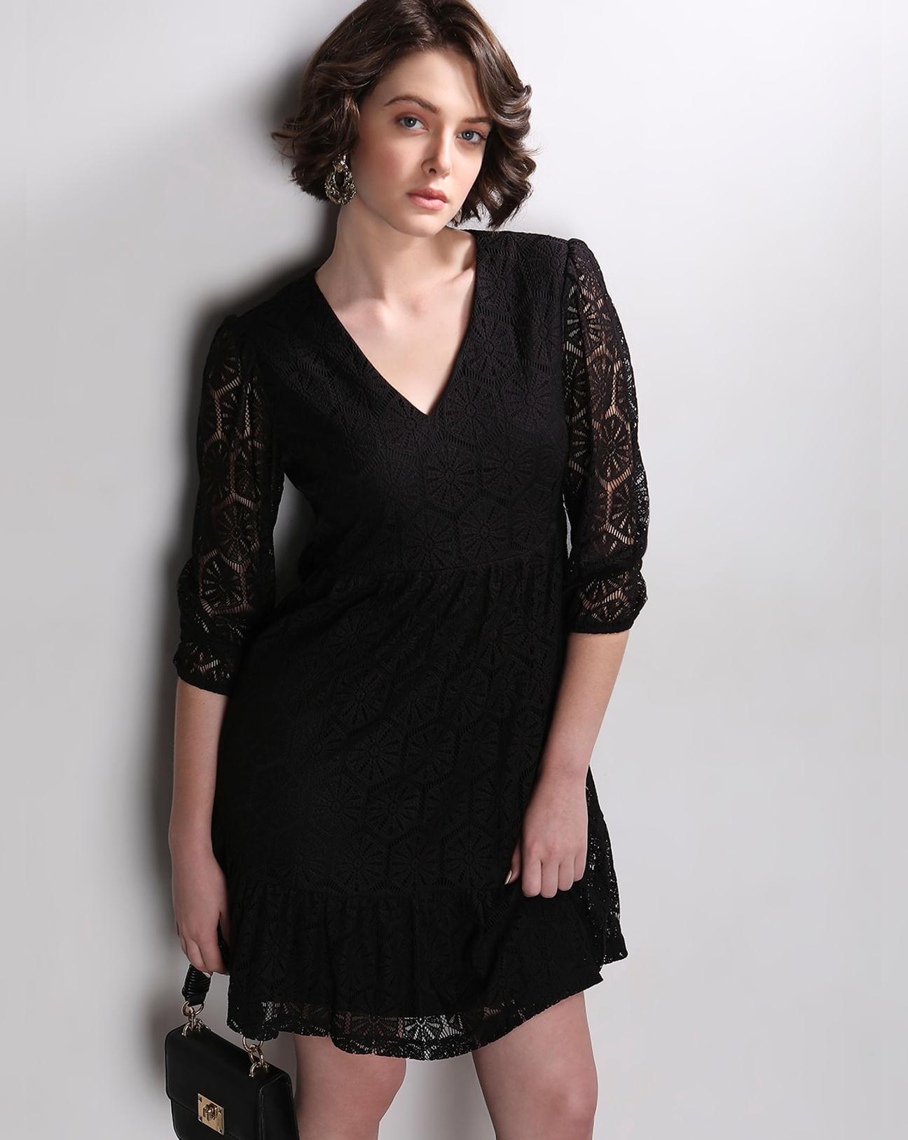black-lace-fit-&-flare-dress