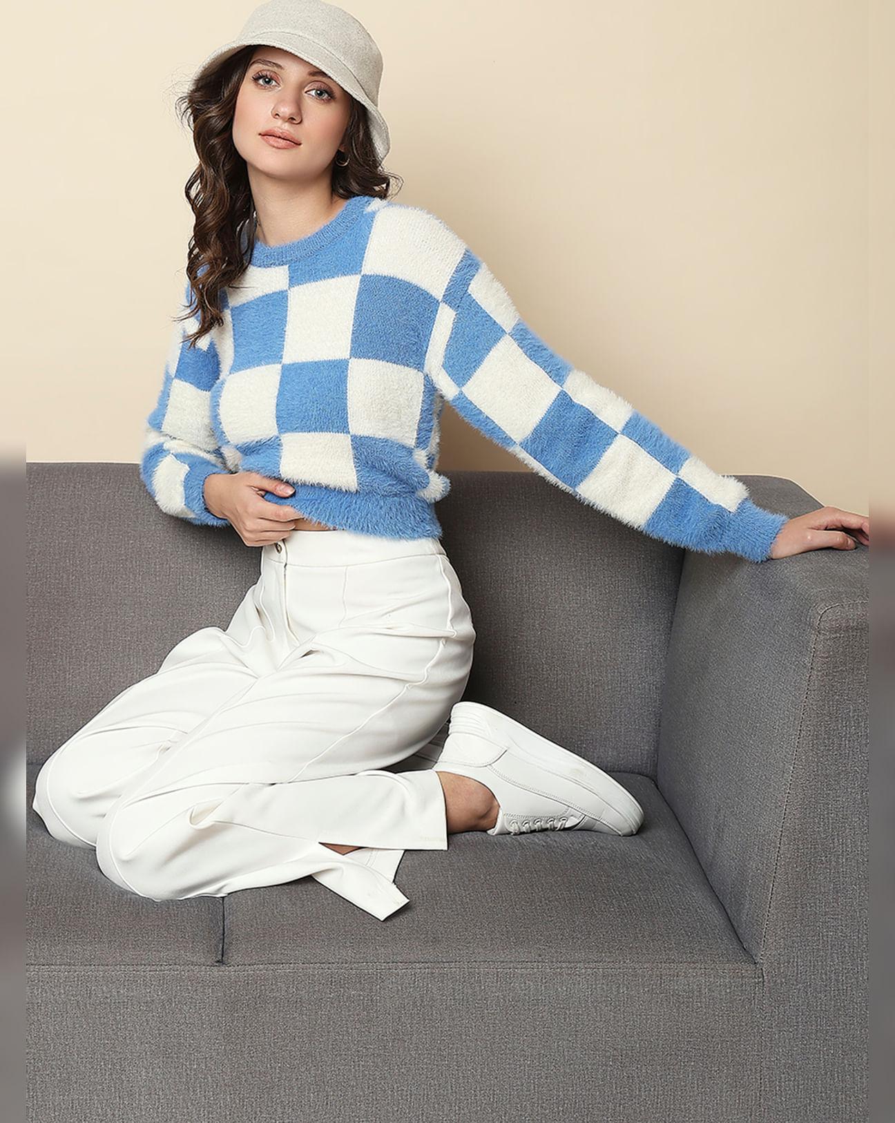 Blue & White Check Pullover