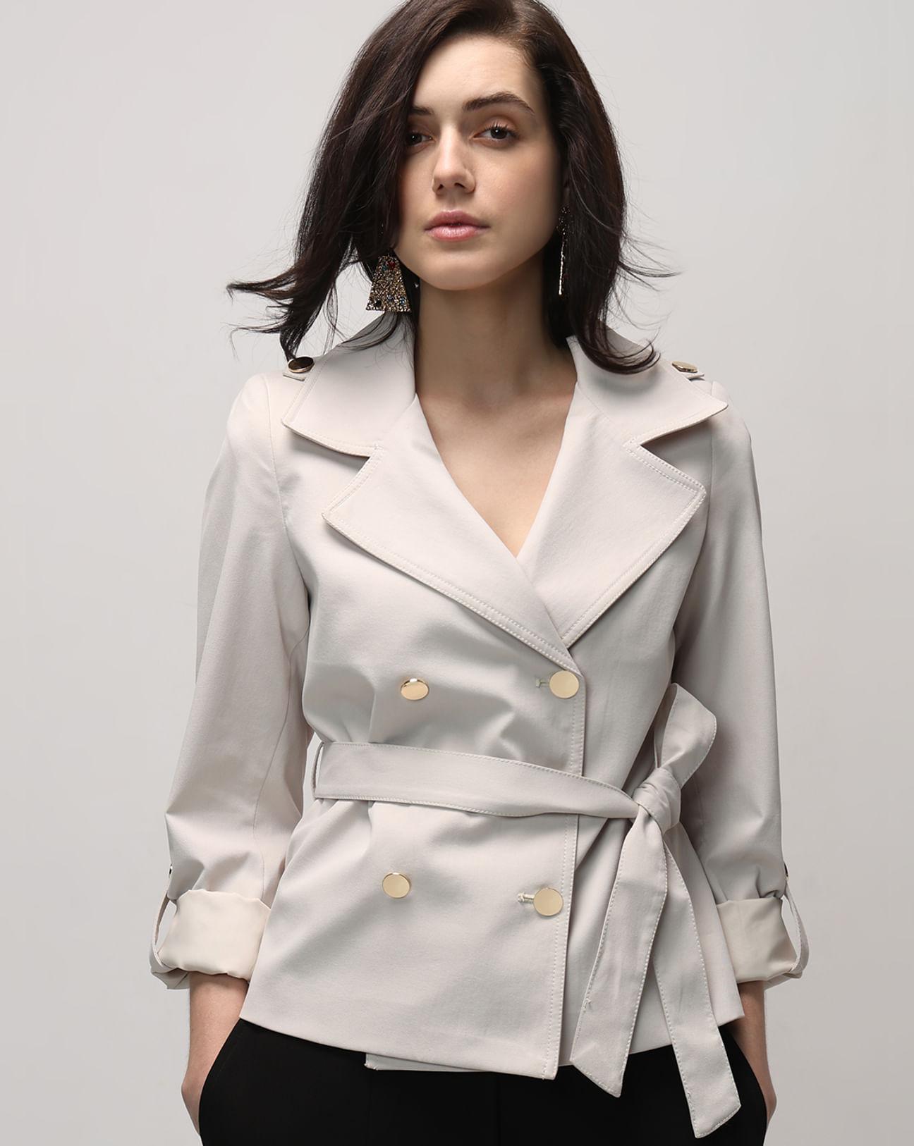Beige Cropped Trench Coat