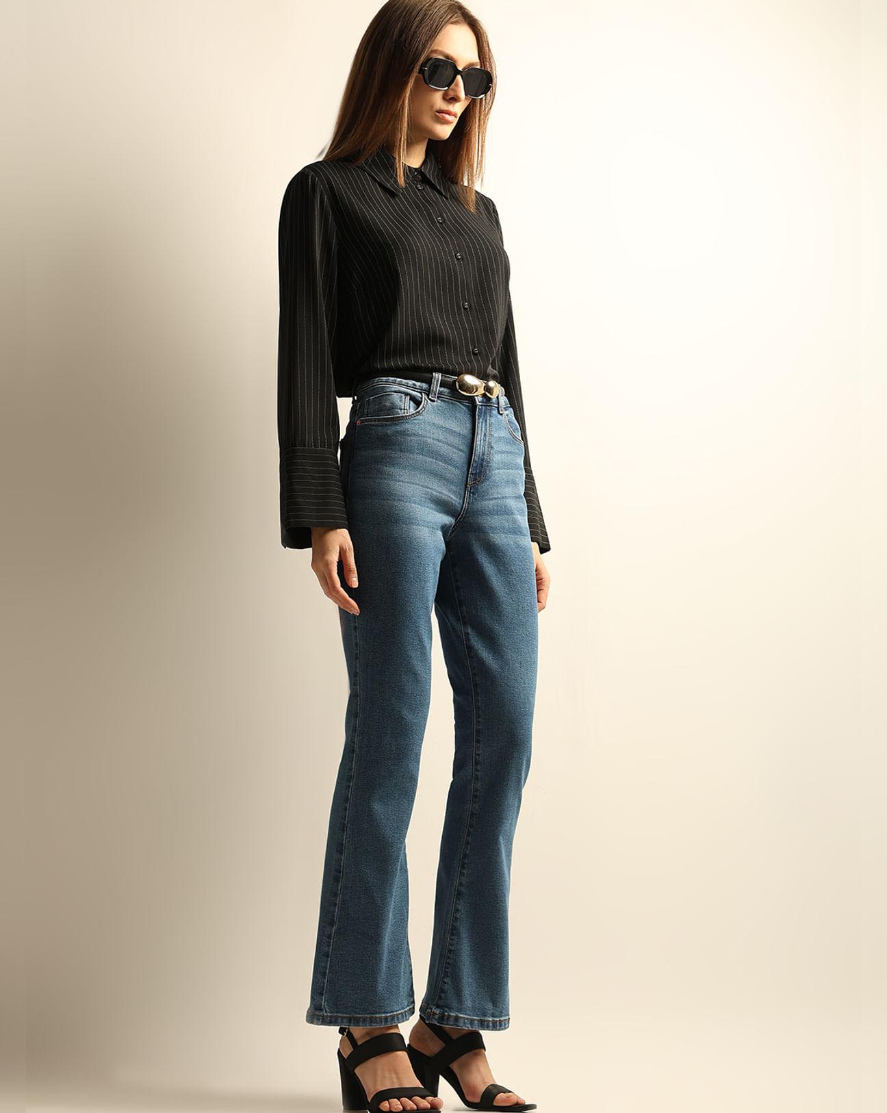Blue Mid Rise Bootcut Jeans
