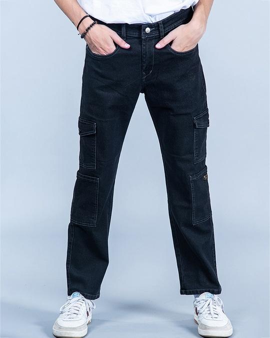 men's-carbon-black-baggy-fit-cargo-jeans