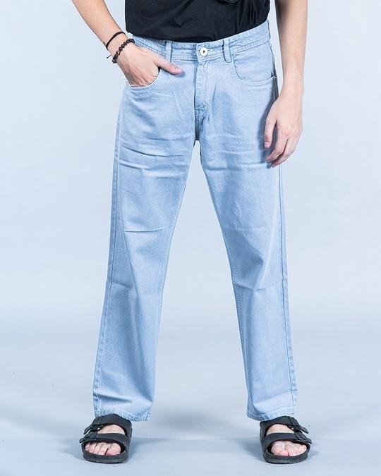Men's Light Grey Straight Fit Jeans