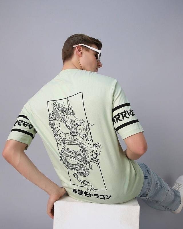 Men's Green Cole Graphic Printed Oversized T-shirt