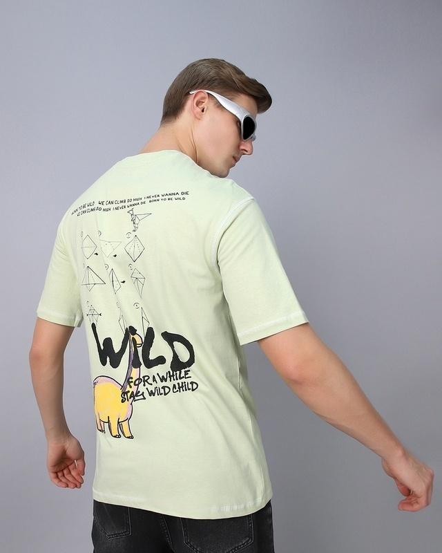 Men's Green Wild Graphic Printed Oversized T-shirt