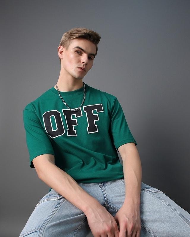 men's-green-off-typography-oversized-t-shirt