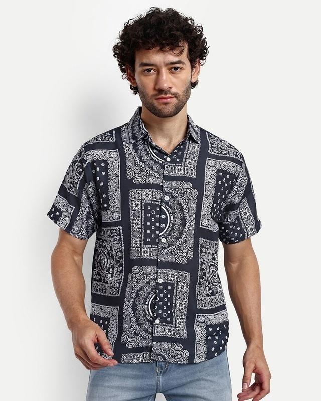 men's-black-all-over-paisley-printed-shirt