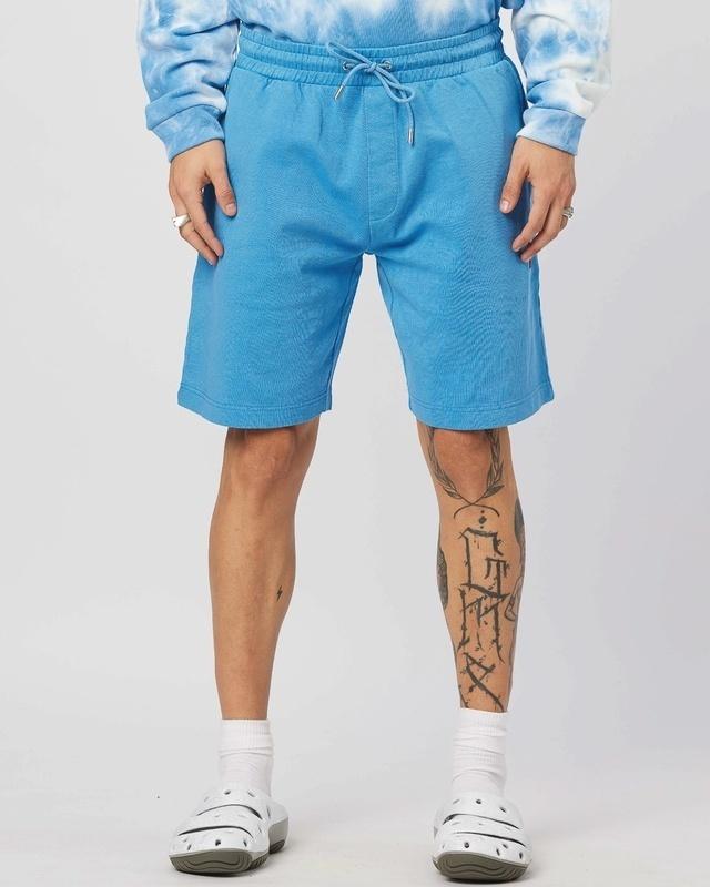 Men's Blue Embroidered Shorts
