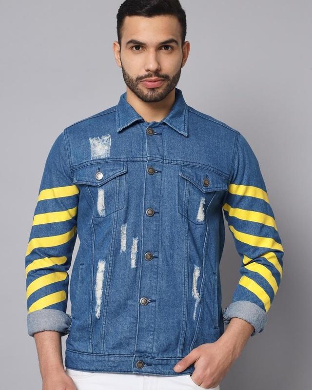 Men's Blue Striped Demin Jacket