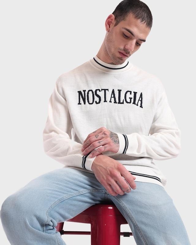 Men's Gardenia Nostalgia Typography Oversized Sweater