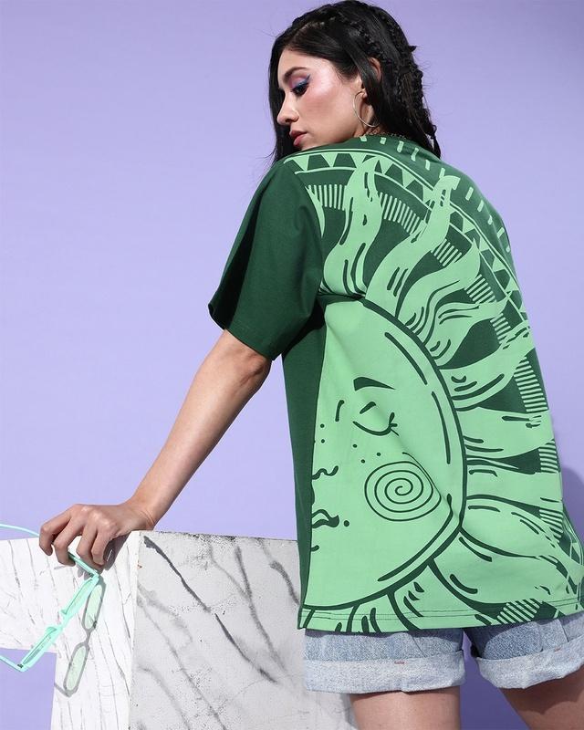 Men's Green Graphic Printed Oversized T-shirt