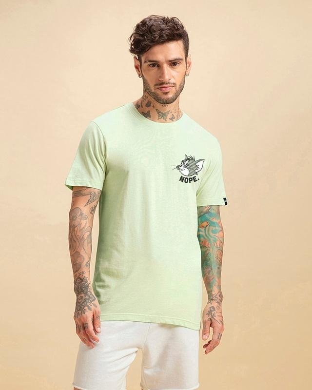 Men's Green Nope Graphic Printed T-shirt