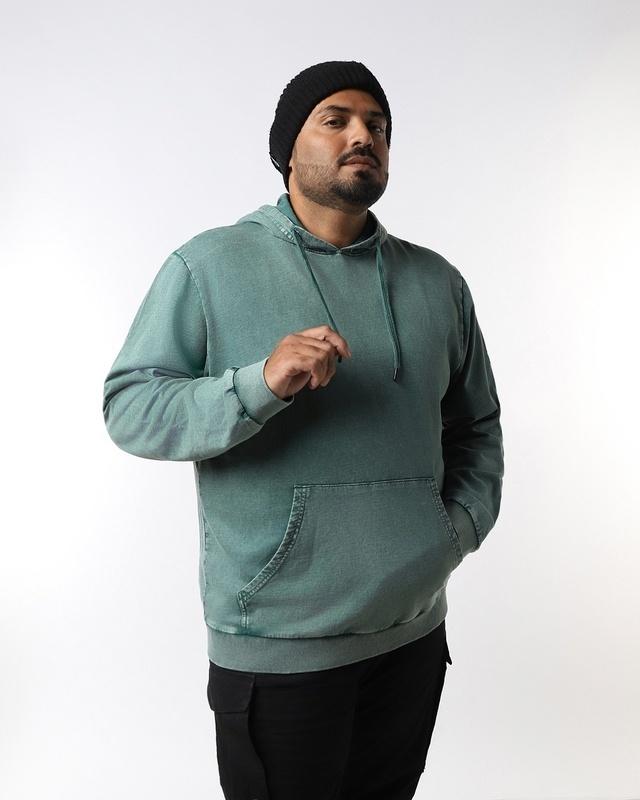 men's-green-textured-plus-size-hoodies