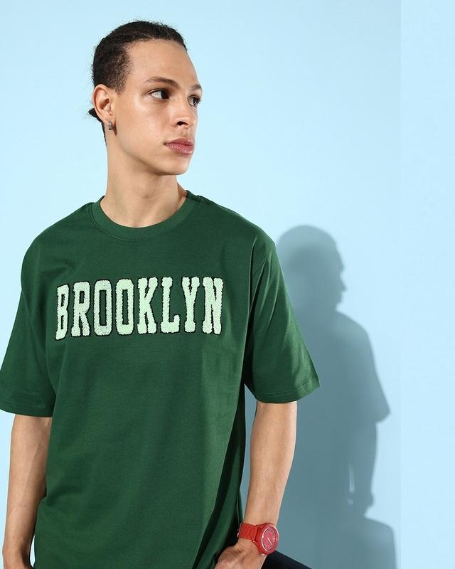 Men's Green Typographic Oversized T-shirt
