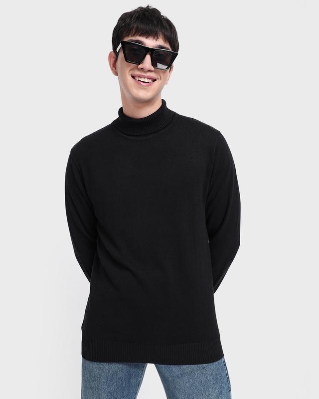 Men's Black High Neck Sweater