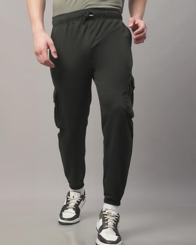 men's-olive-relaxed-fit-cargo-joggers