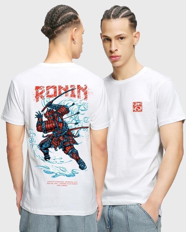 Men's White Ronin Graphic Printed T-shirt