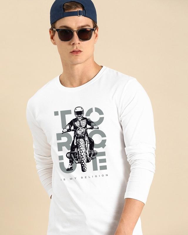 Men's White Torque Graphic Printed T-shirt