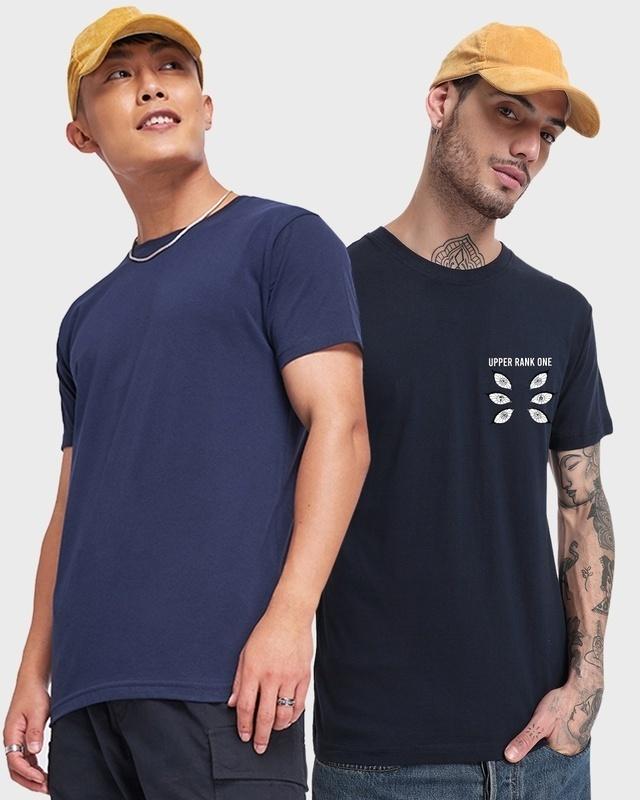 Pack of 2 Men's Blue Printed T-shirts