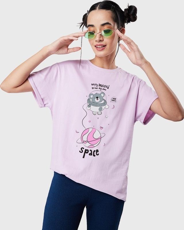 Women's Purple Totally Koalified Graphic Printed Boyfriend T-shirt