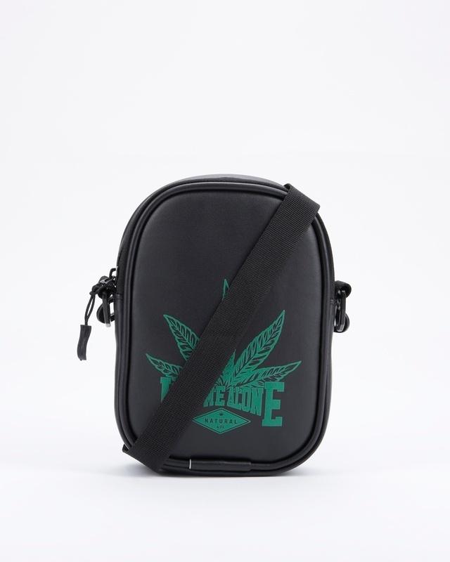 unisex-black-leaf-me-alone-mini-sling-bag