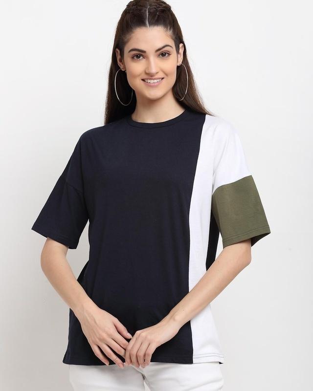 women's-black-color-block-oversized-t-shirt