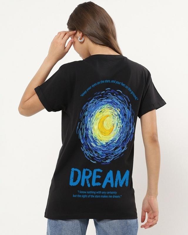 Women's Black Dream Graphic Printed Boyfriend T-shirt