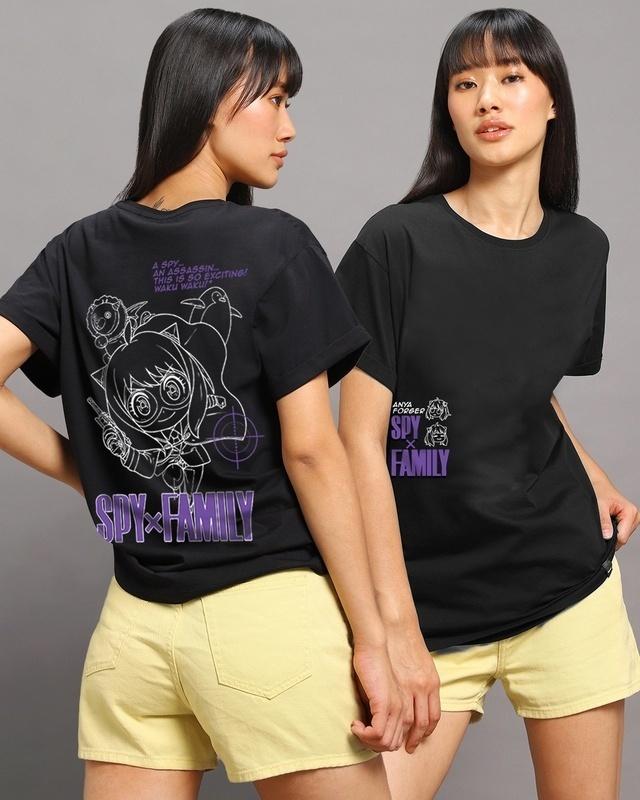 Women's Black Spy X Family Graphic Printed Boyfriend T-shirt