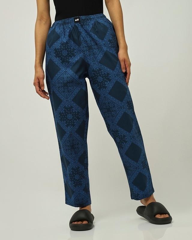 Women's Blue All Over Printed Pyjamas