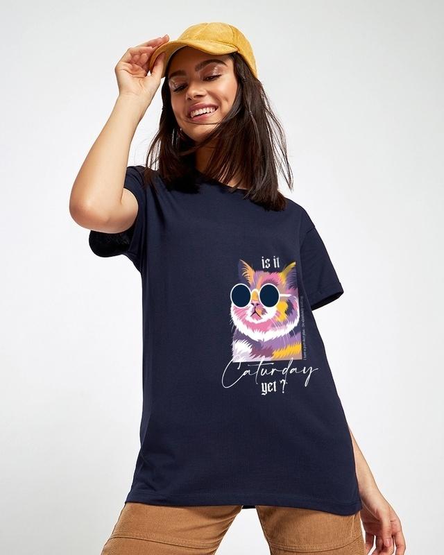 women's-blue-is-it-caturday-graphic-printed-boyfriend-t-shirt