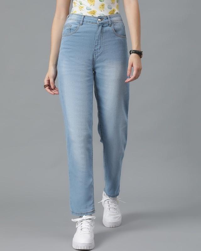 Women's Blue Washed Slim Fit Jeans