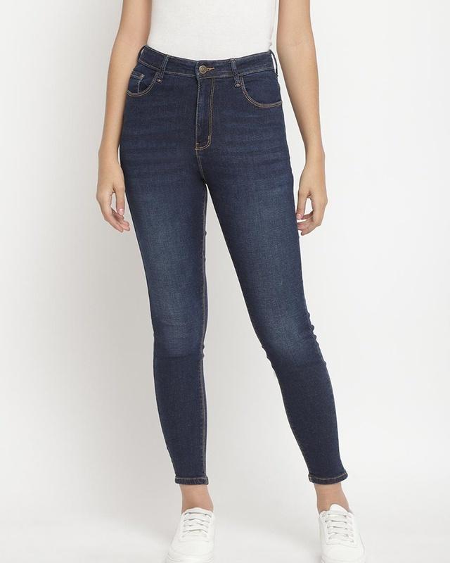 Women's Blue Washed Super Skinny Fit Jeans