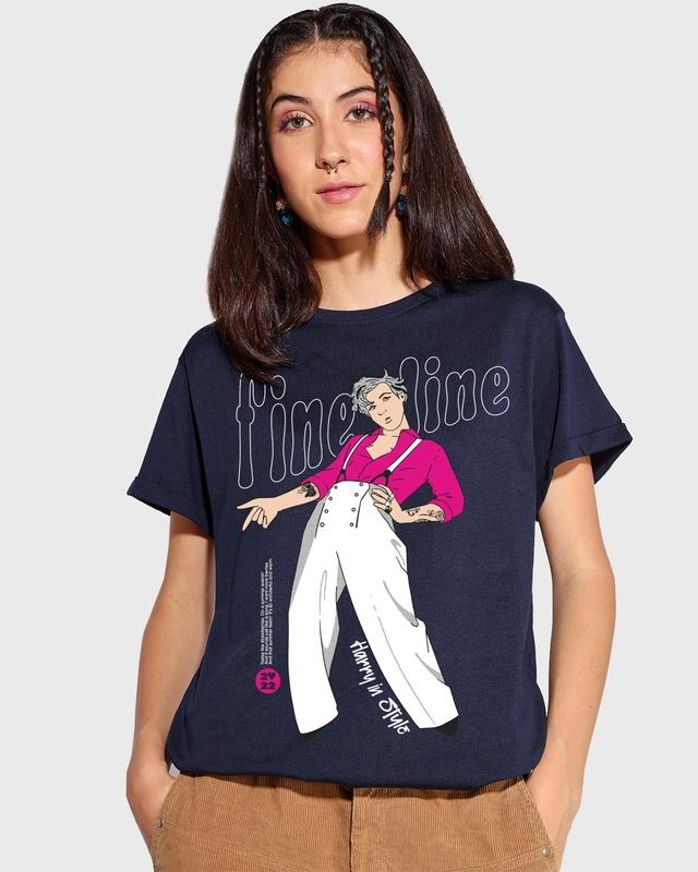 Women's Blue Watermelon Sugar Graphic Printed Boyfriend T-shirt