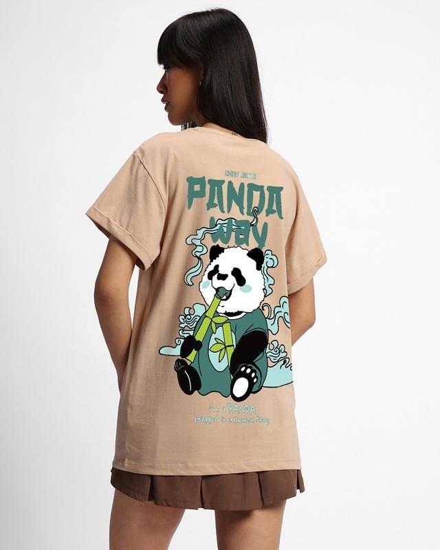 Women's Brown The Panda Way Graphic Printed Boyfriend T-shirt
