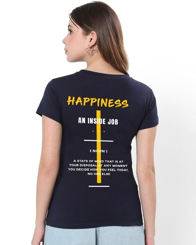 Women's Blue Happy State Graphic Printed T-shirt