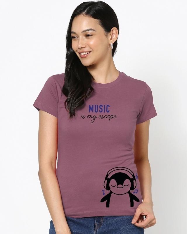 Women's Purple Music escape Graphic Printed T-shirt