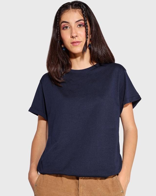 Women's Navy Blue Boyfriend T-shirt