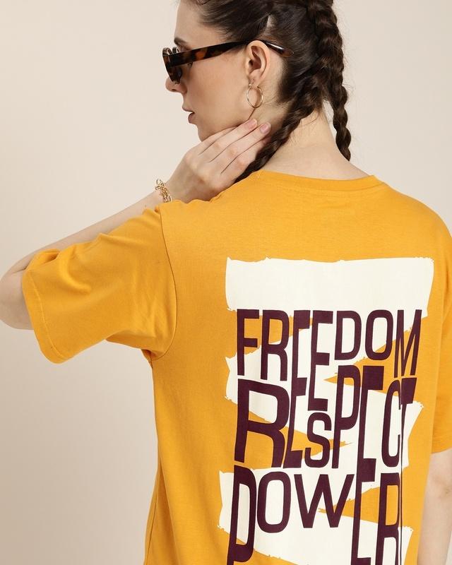 Women's Yellow Typography Oversized T-shirt