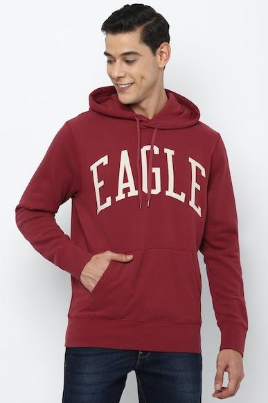 American Eagle Men Red Super Soft Graphic Hoodie