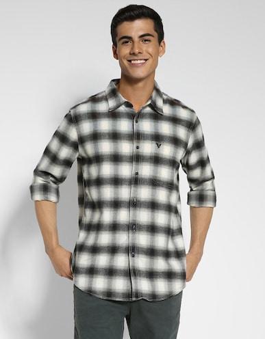 American Eagle Men Black Slim Fit Everyday Button-Up Shirt