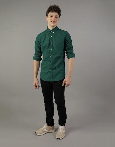 american-eagle-men-green-slim-fit-oxford-button-up-shirt