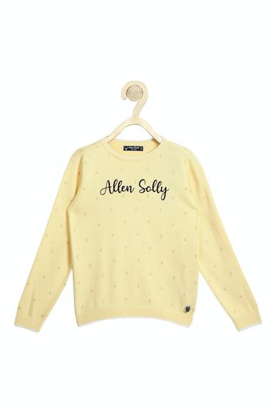 Girls Yellow Graphic Print Regular Fit Sweater