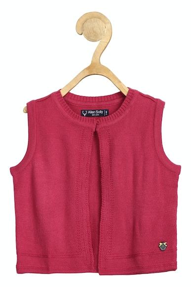 Girls Pink Solid Regular Fit Sweater