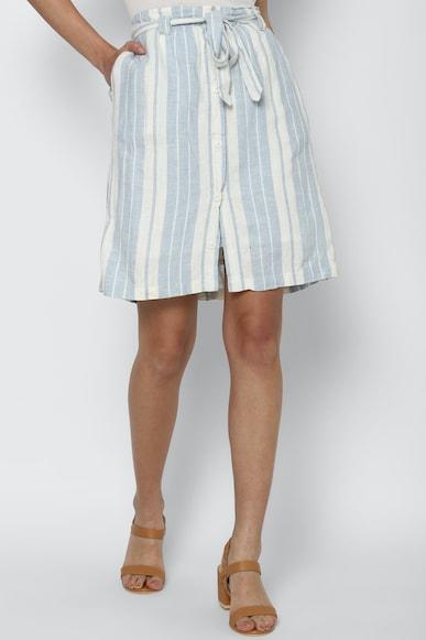 Women Blue Stripe Casual Skirt