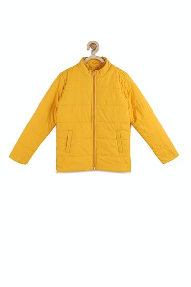 Girls Yellow Textured Regular Fit Jacket