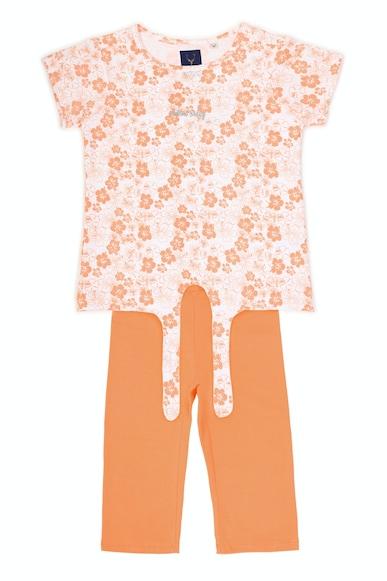 girls-white-and-orange-print-casual-t-shirt-and-capri-pants