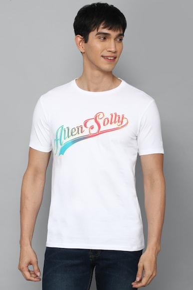 Men White Print Crew Neck Graphic T-Shirts