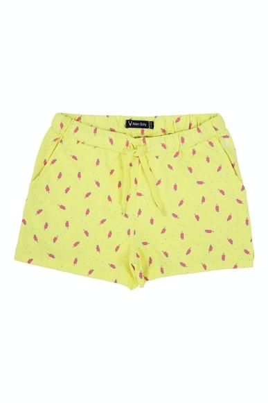 Girls Yellow Print Regular Fit Shorts