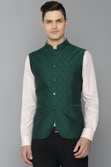 men-print-green-party-nehru-jacket