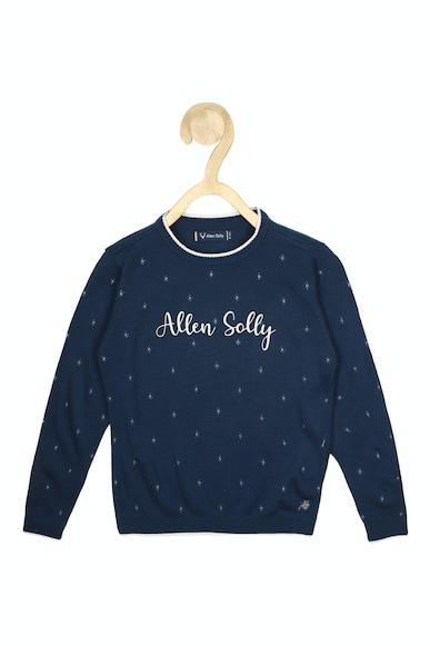 Girls Navy Graphic Print Regular Fit Sweater