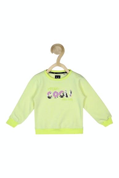 Girls Green Graphic Print Regular Fit Sweatshirt